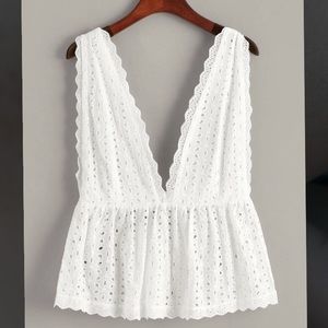 eyelet white tank top